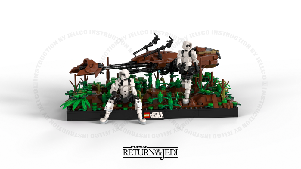 LEGO MOC Episode VI Diorama : Imperial 74-Z speeder bike & Scout
