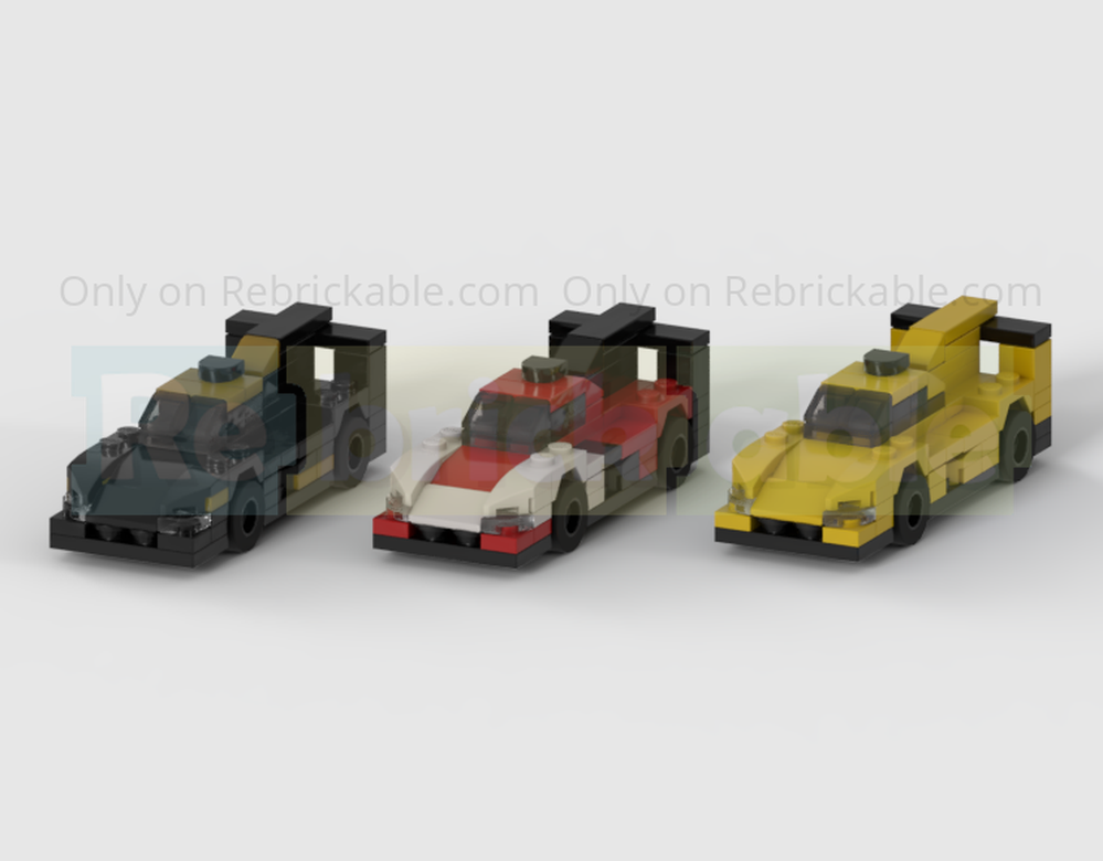 Lego Moc Pack Of 3 Imsa Porsche 963 Lmdh Racing Cars - 4 Studs Wide 