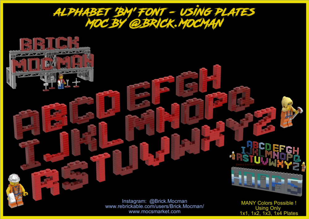 Lego Moc Alphabet Font Using Plates Free By Brick Mocman