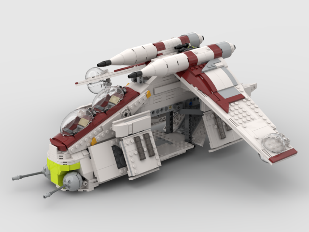 Lego Moc Republic Gunship, Clone Wars Version (simple Doors Mod) By 