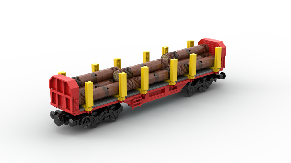 LEGO MOC Cargo Wagon: Flatbed with Stanchions and Logs by StudStation ...