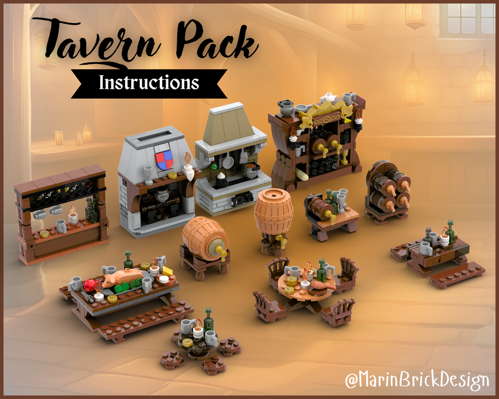 LEGO MOC Tavern Pack - Medieval Fantasy scenery props lego moc ...