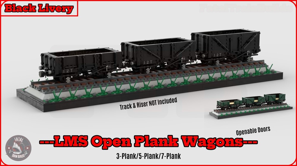LEGO MOC-190245 (Black) LMS Open Plank Wagons (8w) by FatalTrainBuilds ...