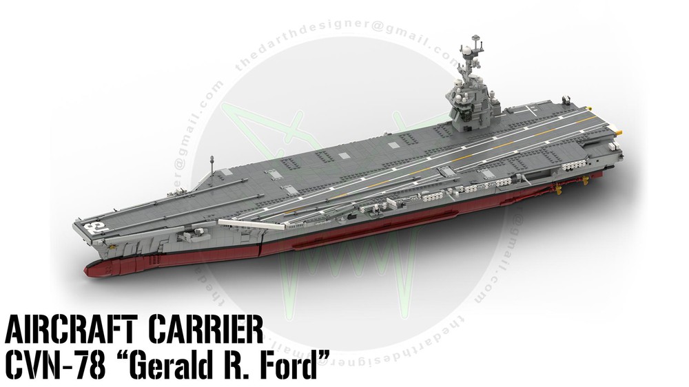 LEGO MOC CVN 78 Gerald R. Ford Aircraft Carrier 1 300 Scale by DarthDesigner Rebrickable Build with LEGO