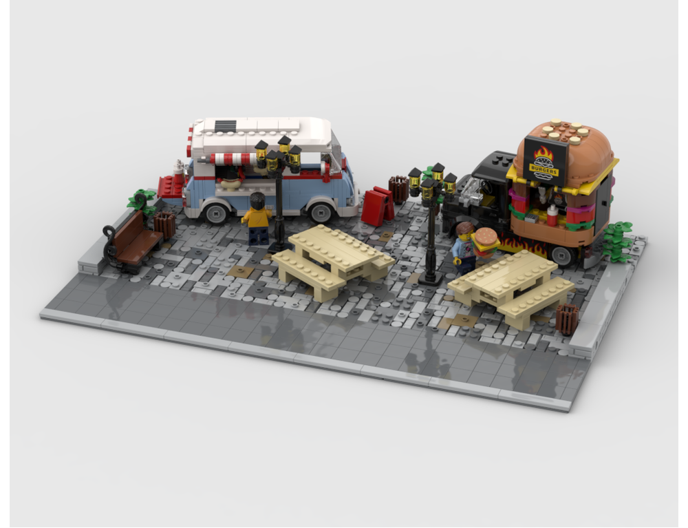 LEGO MOC Modular Food Truck area Display for sets 60404 40681