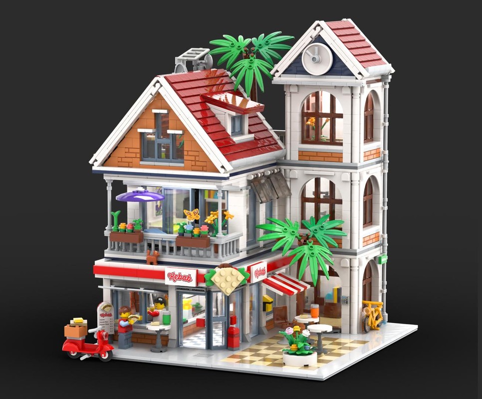 LEGO MOC Townhouse with Kebab Store (Döner Laden) by PriBri