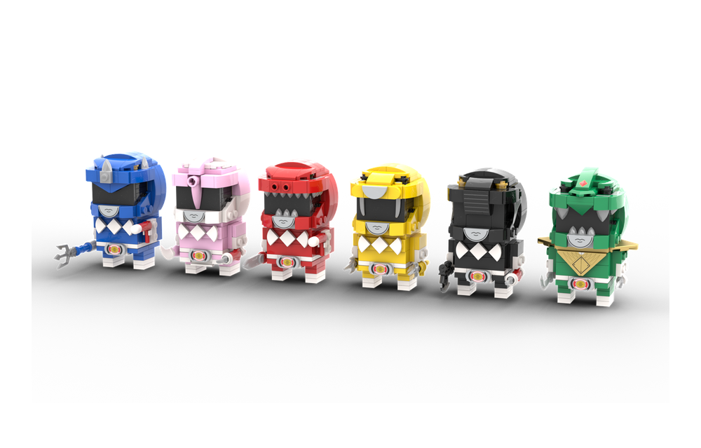 LEGO MOC Mighty Morphin Power Rangers Full Team Brickheadz (MMPR, 恐竜戦隊 ...