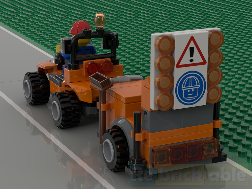 LEGO MOC Construction site quad with warning sign trailer in minifigure ...