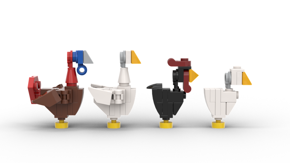 LEGO MOC Duck, Chicken, Goose, and Turkey by Delightful LEGO