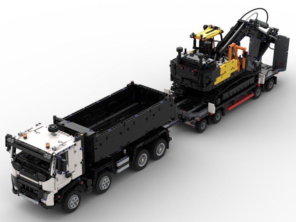 LEGO MOC Volvo FMX Truck, trailer and Volvo EC230 excavator