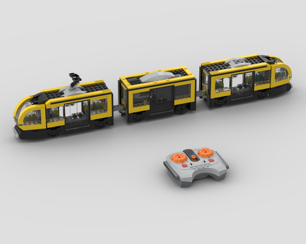 LEGO MOC 60423 Downtown tram motorized with Power Function in yellow by