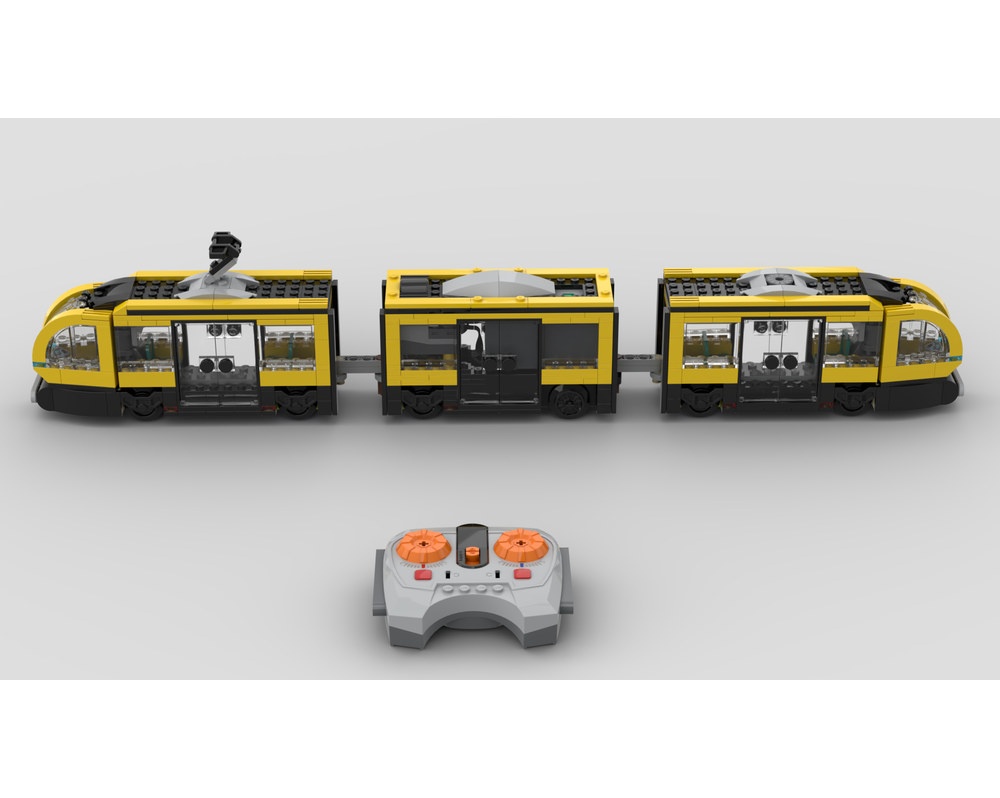 LEGO MOC 60423 Downtown tram motorized with Power Function in yellow by