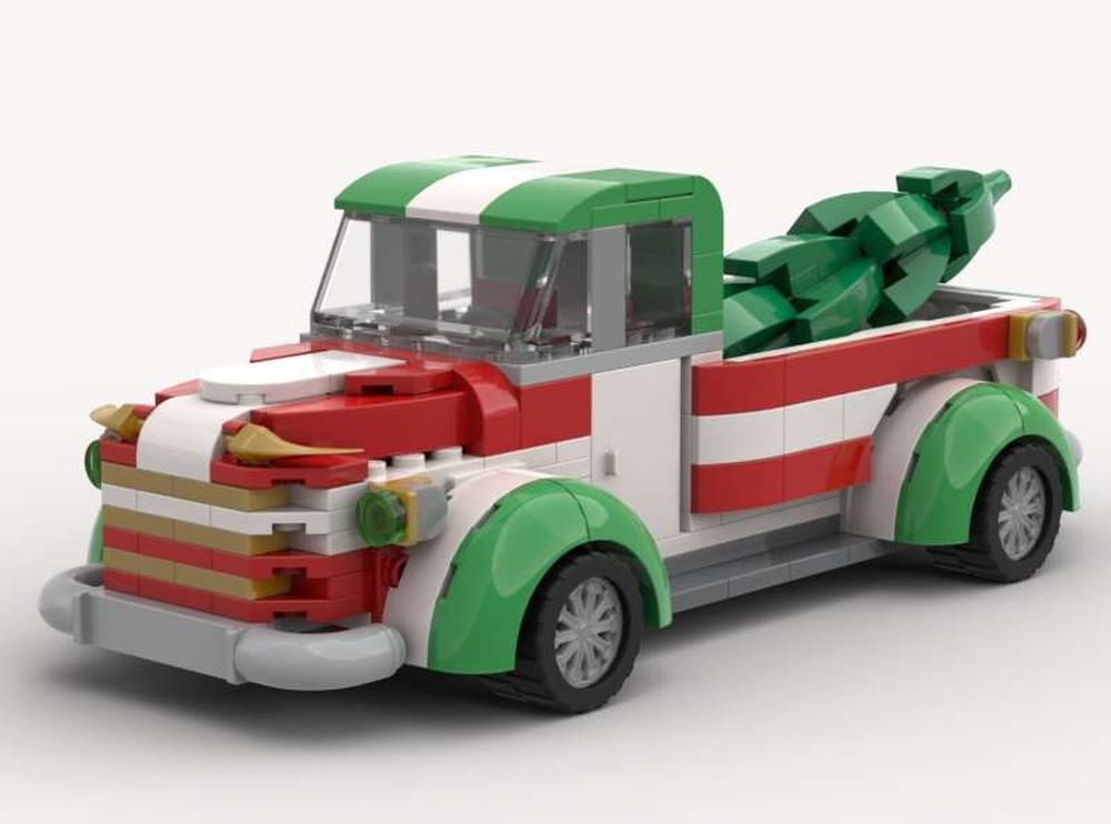 LEGO MOC Classic Christmas Pickup rounded fenders Red & Green
