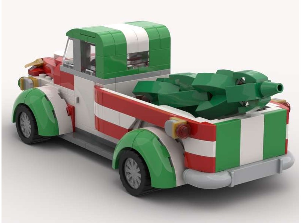 LEGO MOC Classic Christmas Pickup rounded fenders Red & Green