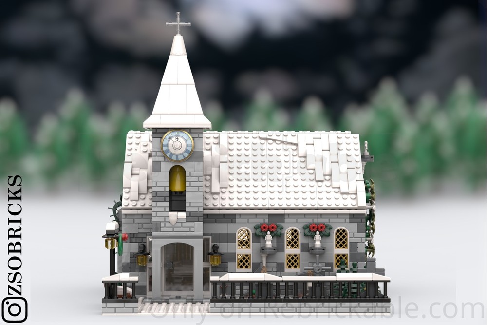 Winter village church | Premium AI-generated image