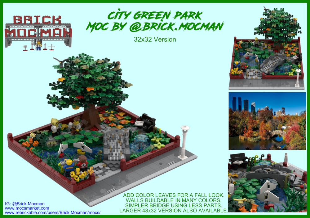 LEGO MOC City Green - Central Park & Pond - 32x32 Baseplate by Brick ...