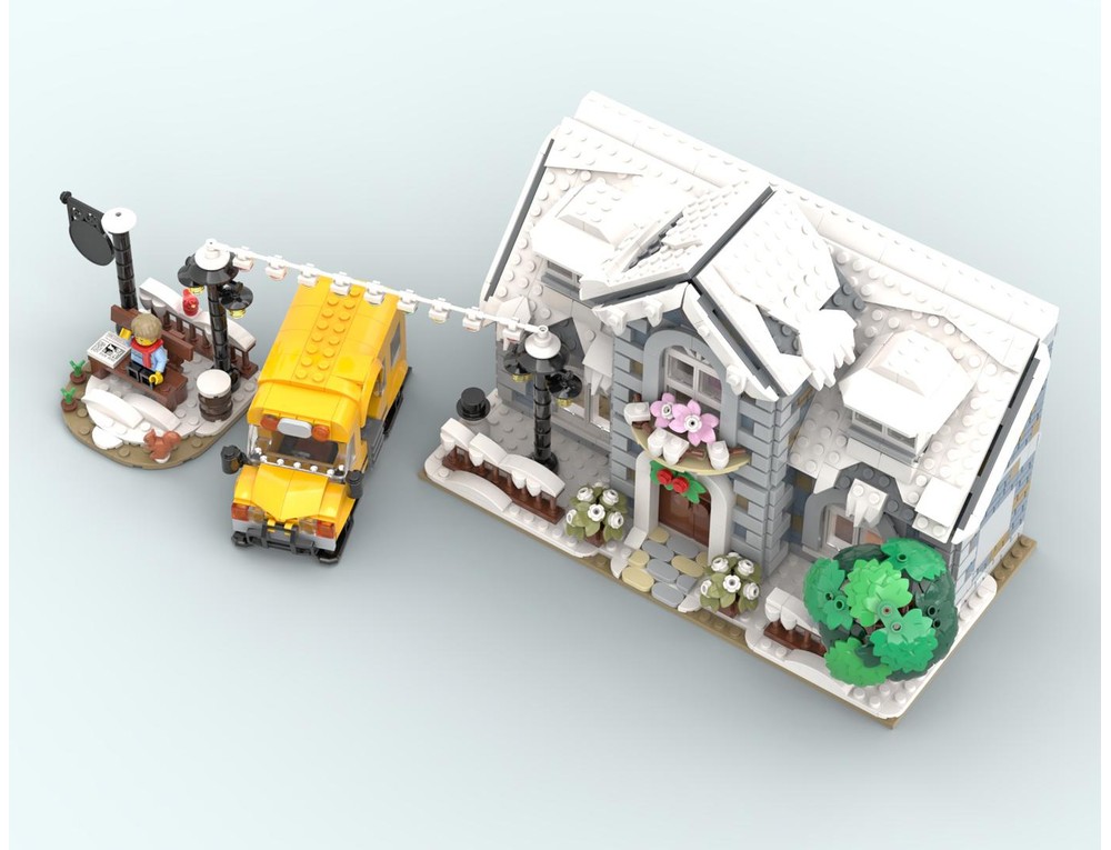 LEGO MOC-201220 Winter Village School (Smaller Version) with Bus by ...