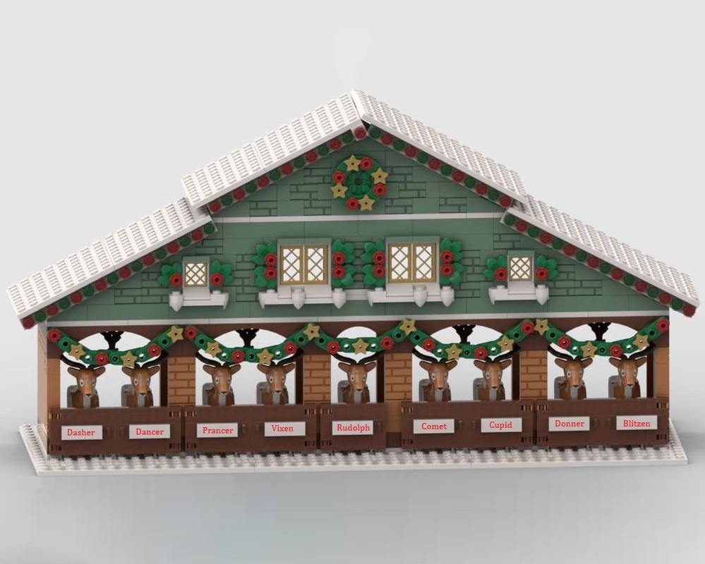 Set De Construction Winter Village Reindeer Ranch – 1973 Pièces – MOC-183213 – Compatible LEGO
