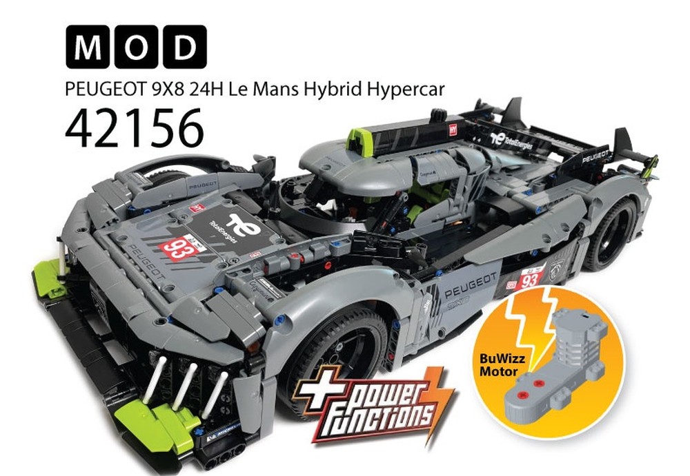 LEGO MOC 42156 PEUGEOT 9X8 24H Le Mans Hybrid Hypercar RC MOD for