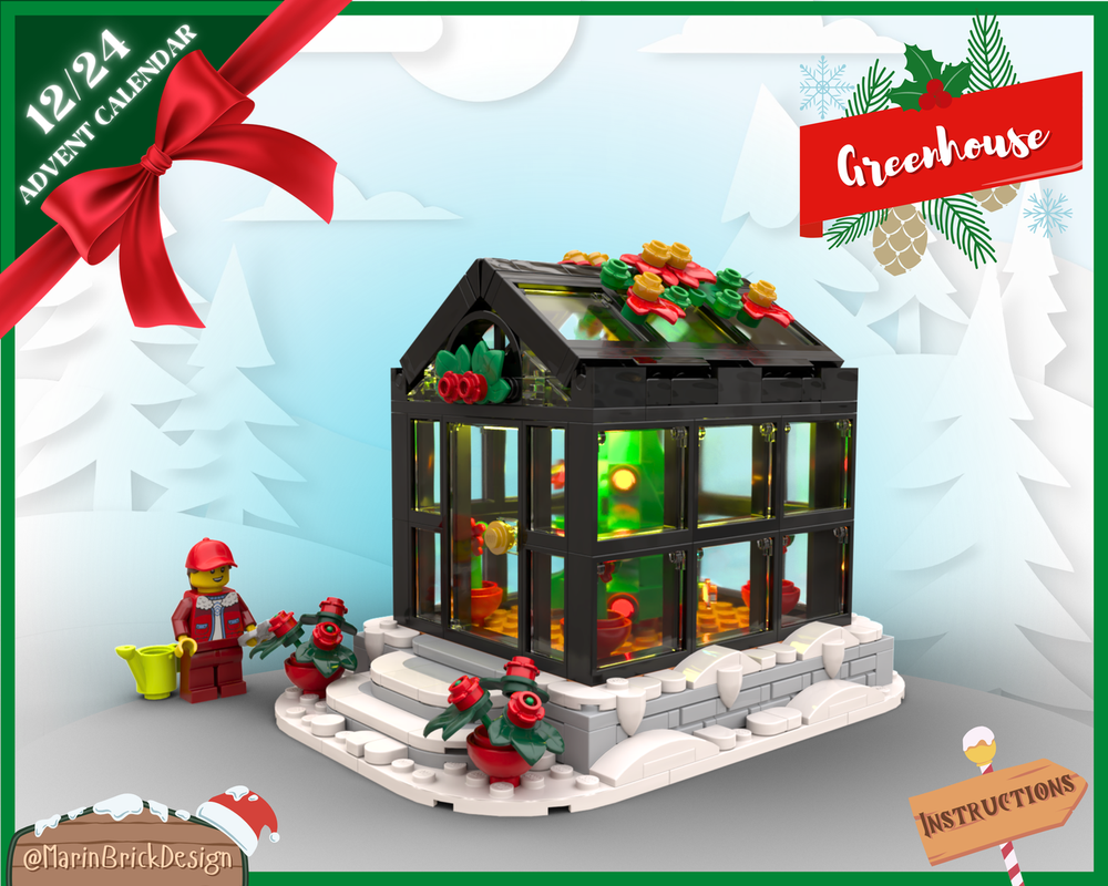 Model: LEGO Christmas Greenhouse Moc Instructions - Lego Winter Village Moc, Designer: marinbrickdesign