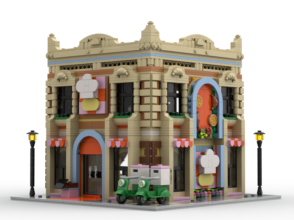 LEGO MOC Restaurant and Cooking School Corner Modular by Noobricks ...