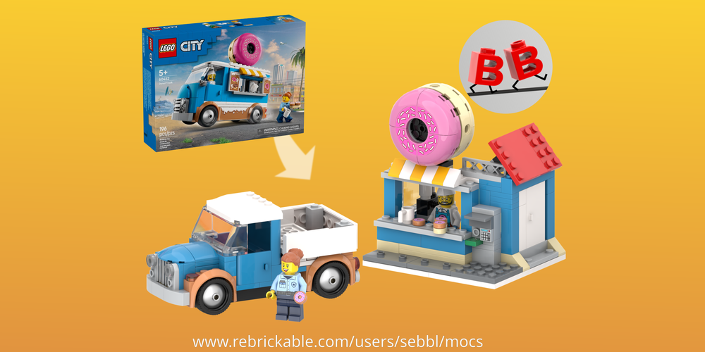 LEGO MOC 60452: Donut Shop with ATM and Vintage Truck by sebbl