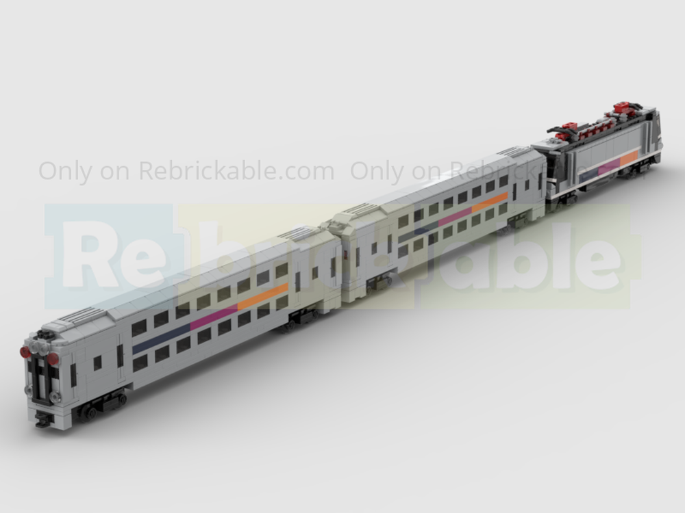LEGO MOC-212145 4-Wide NJ Transit Double Decker Train Set - Two