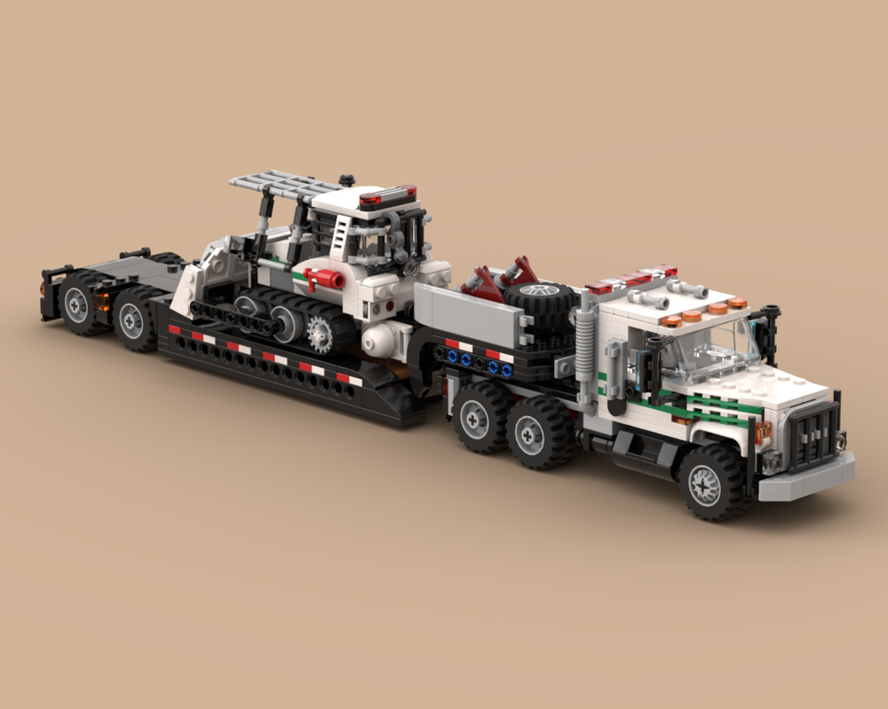 LEGO MOC-212815 Forest Fire Service Lowboy Transporter & Bulldozer