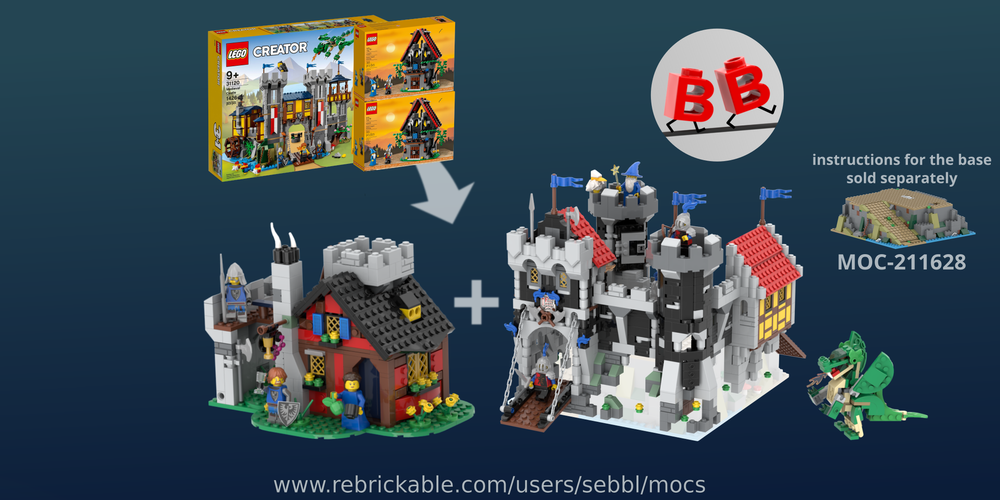 LEGO MOC-217777 31120 + 2x 40601: Black Knight's Castle + Guarded