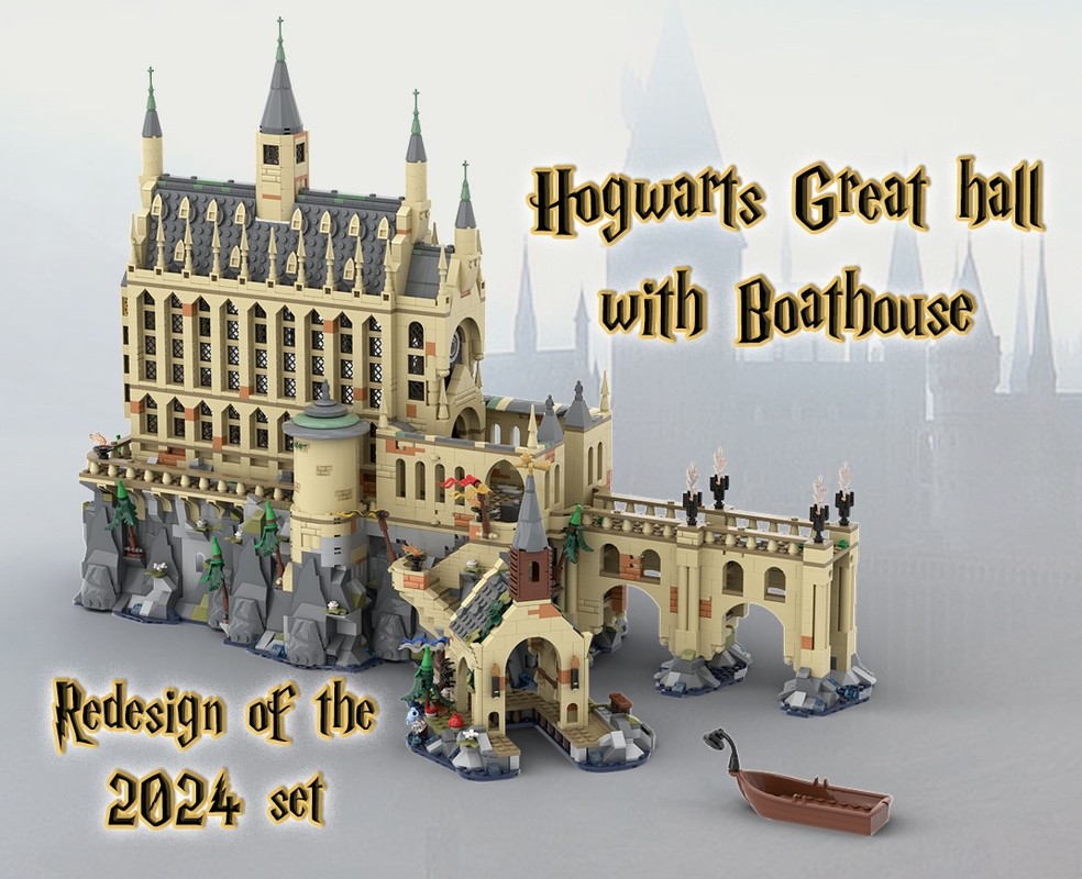 LEGO MOC Great Hall and Boathouse (Redesign of the 2024 set) by
