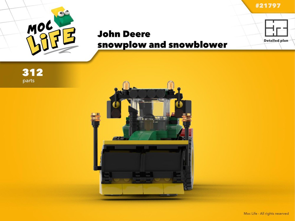 Lego Moc John Deere With Snowplow And Snowblower By Moclife Rebrickable Build With Lego