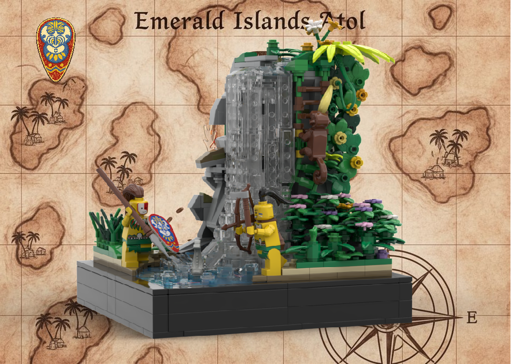 LEGO MOC 🗿 CARVED GOD WATERFALL - Sacred Islanders Shrine with Ritual ...