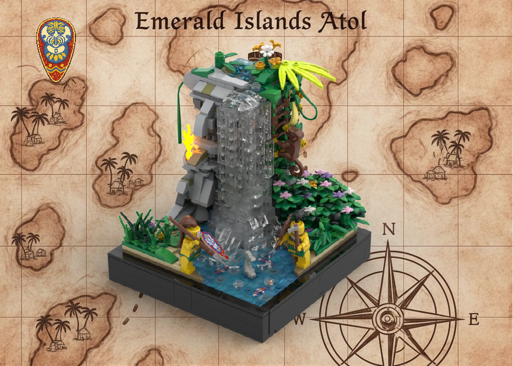 LEGO MOC 🗿 CARVED GOD WATERFALL - Sacred Islanders Shrine with Ritual ...