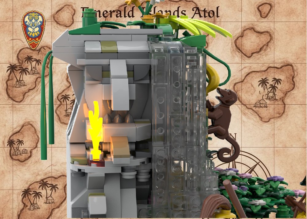 LEGO MOC 🗿 CARVED GOD WATERFALL - Sacred Islanders Shrine with Ritual ...