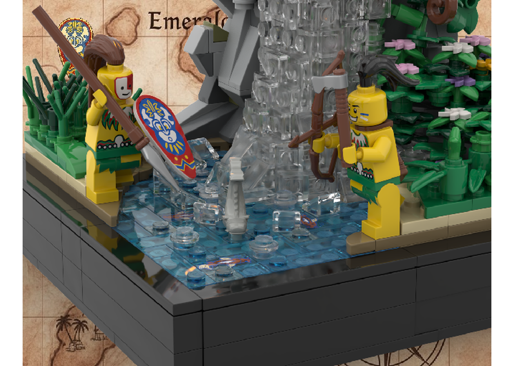 LEGO MOC 🗿 CARVED GOD WATERFALL - Sacred Islanders Shrine with Ritual ...