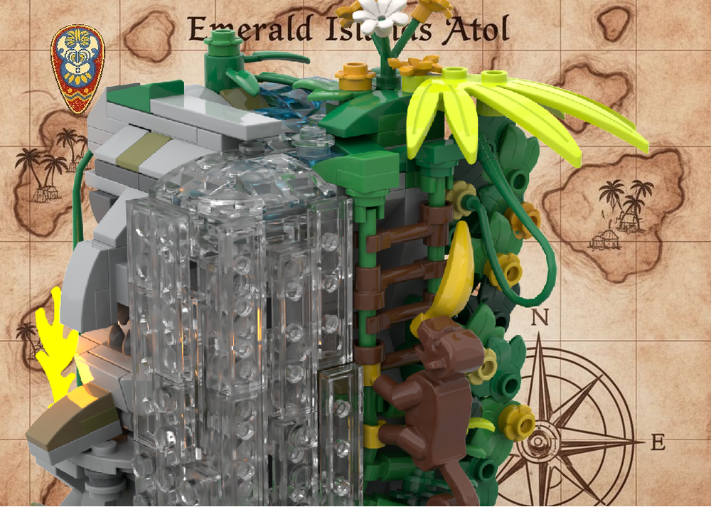 LEGO MOC 🗿 CARVED GOD WATERFALL - Sacred Islanders Shrine with Ritual ...