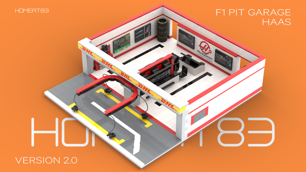 LEGO MOC-221136 F1 Haas Formula One Pit Garage 2025v2 by homert83