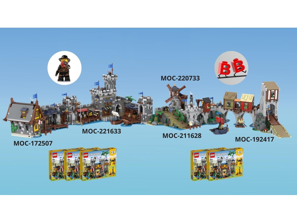 LEGO MOC-221633 Medieval Seaside Market - Black Falcons (2x 31120