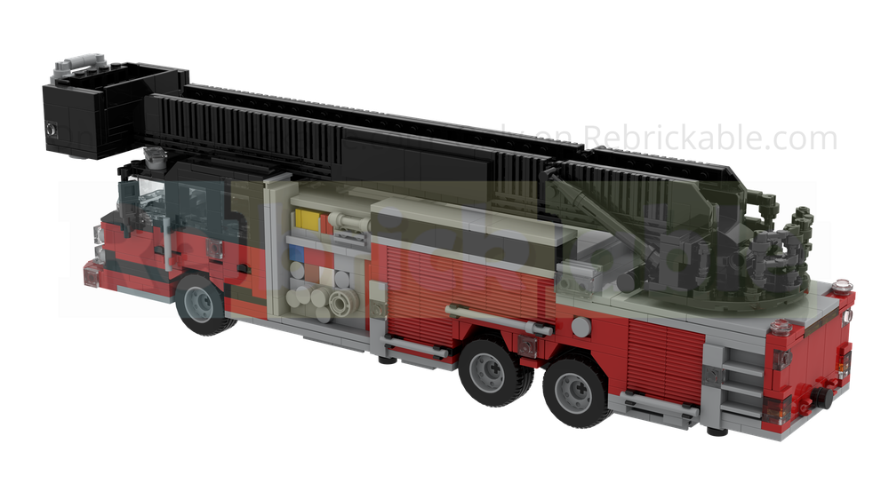 LEGO MOC Fire Department Rear Mount Tower Truck by brickdefense ...