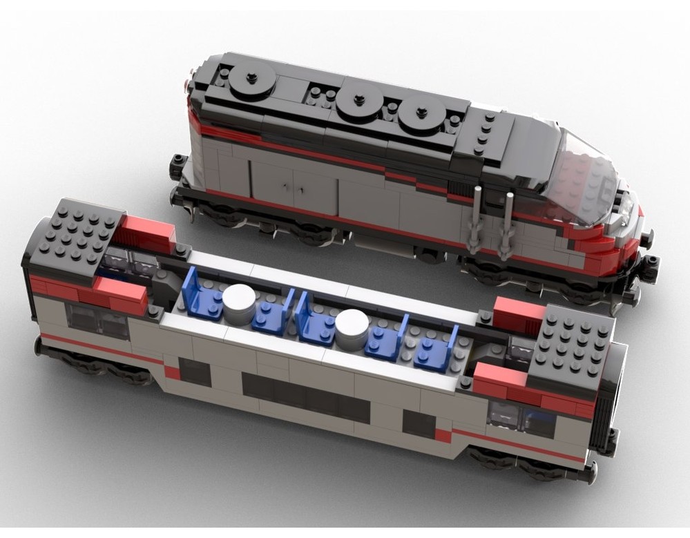 LEGO MOC-224197 Minifig Scale Caltrain MP36 and Bombardier Bilevel Car ...