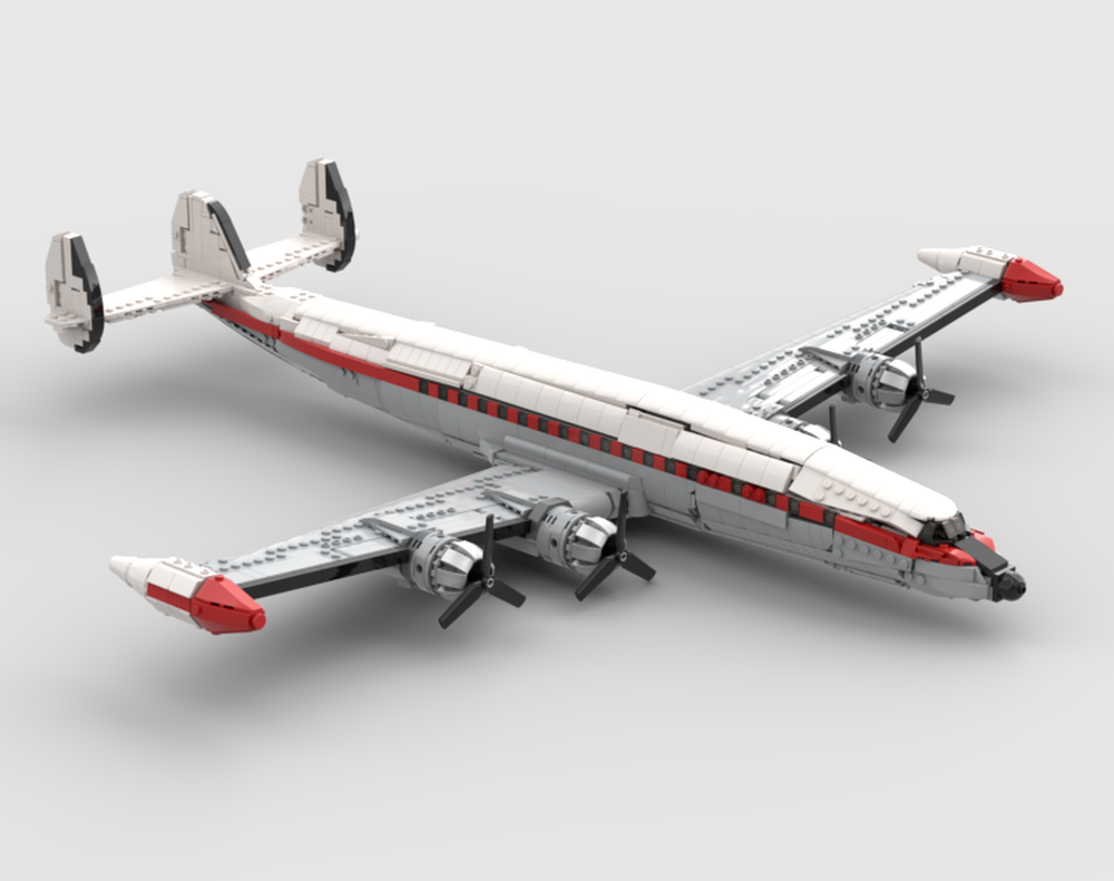 LEGO MOC Lockheed L-1049 Super Constellation with its red livery and ...