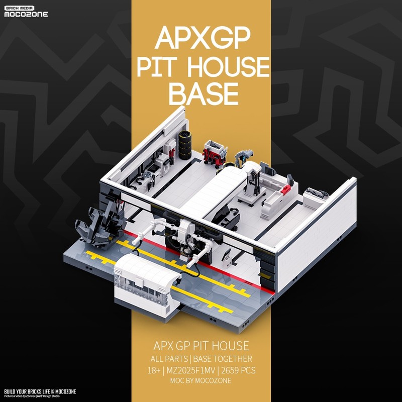 リコページ LEGO MOC-232491 F1 Movie APXGP F1 Pit House by mocozone