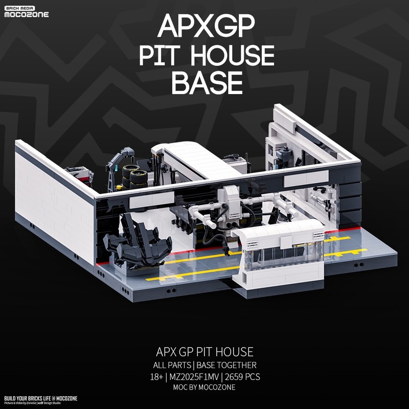 LEGO MOC-232491 F1 Movie APXGP F1 Pit House by mocozone