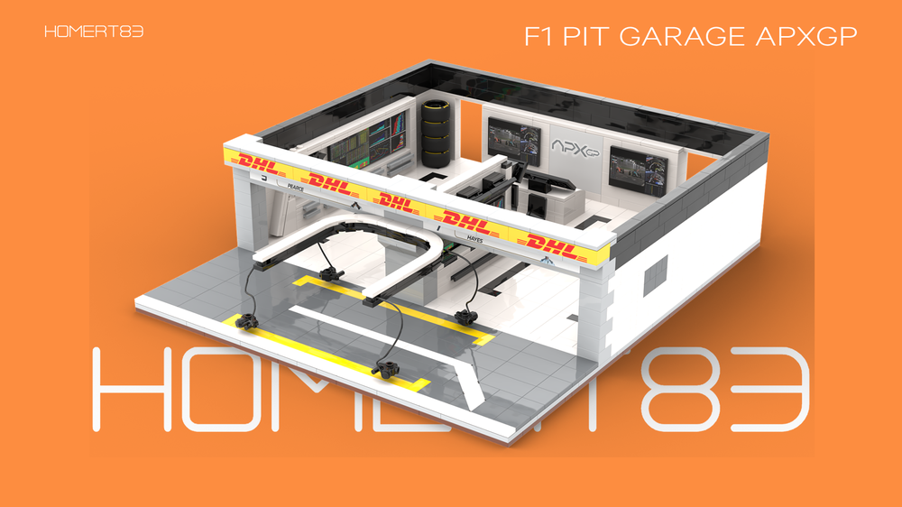 LEGO MOC-240597 F1 APXGP Team Formula One Pit Garage by homert83