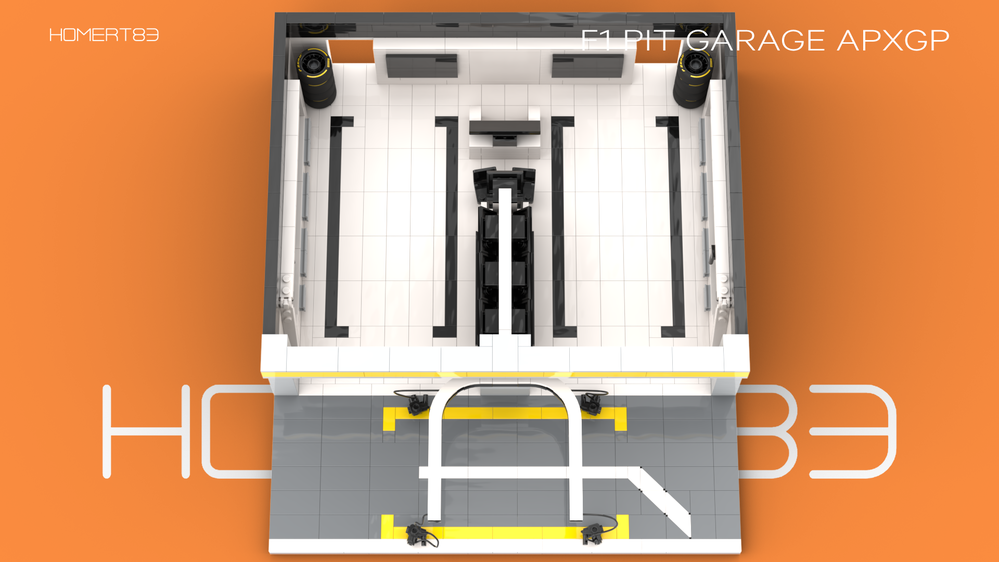 LEGO MOC-240597 F1 APXGP Team Formula One Pit Garage by homert83
