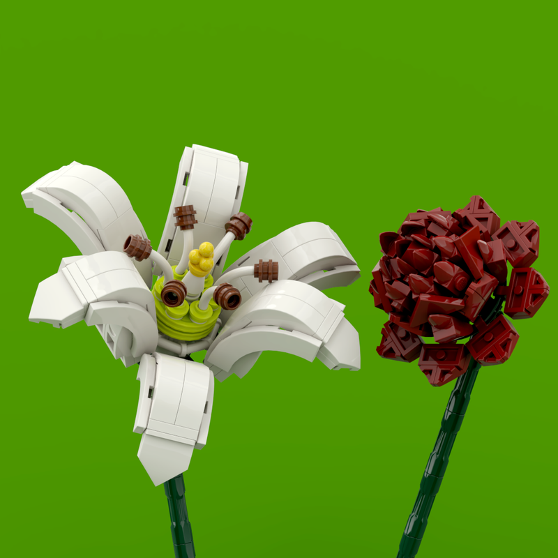 LEGO MOC-244593 White Lily & Burgundy Dahlia by Danielbrickson