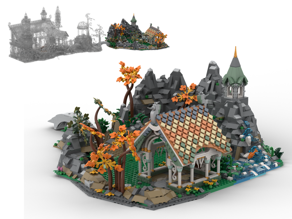 LEGO MOC-246829 Rivendell Mountain pasture with stables by Max.J