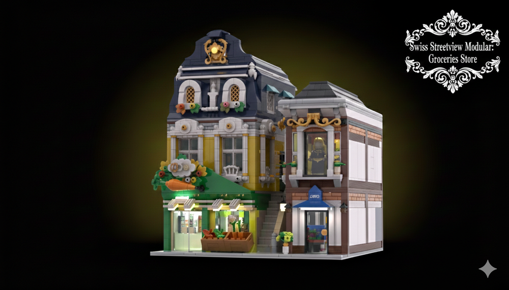 LEGO MOC-247102 Swiss Streetview Modular: Groceries Store by elldaimo ...