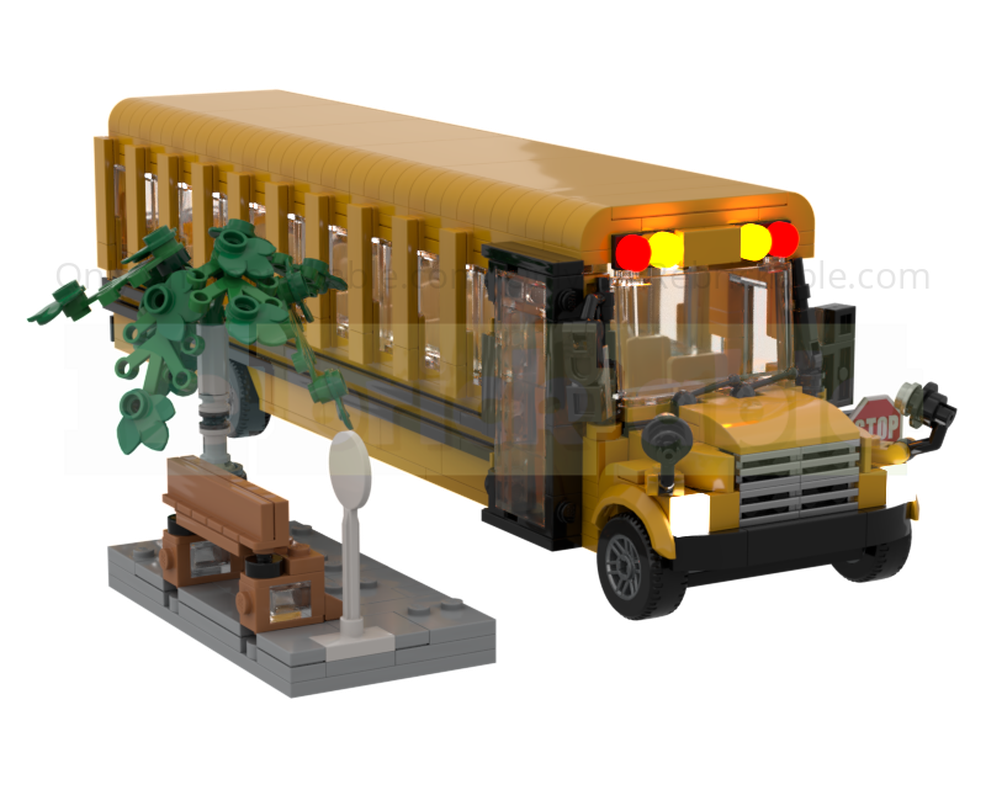 LEGO MOC-249511 Generic American School Bus + Bus Stop by Goldblast ...