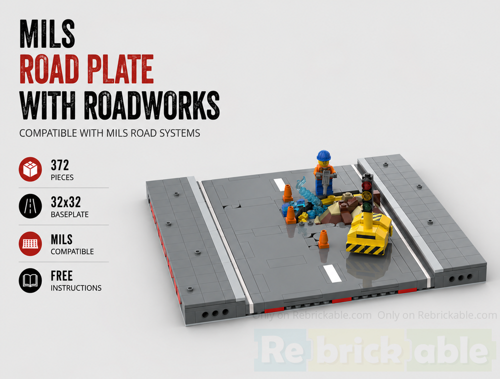 LEGO MOC-250108 MILS Road Plate with Roadworks by brickmanspark ...